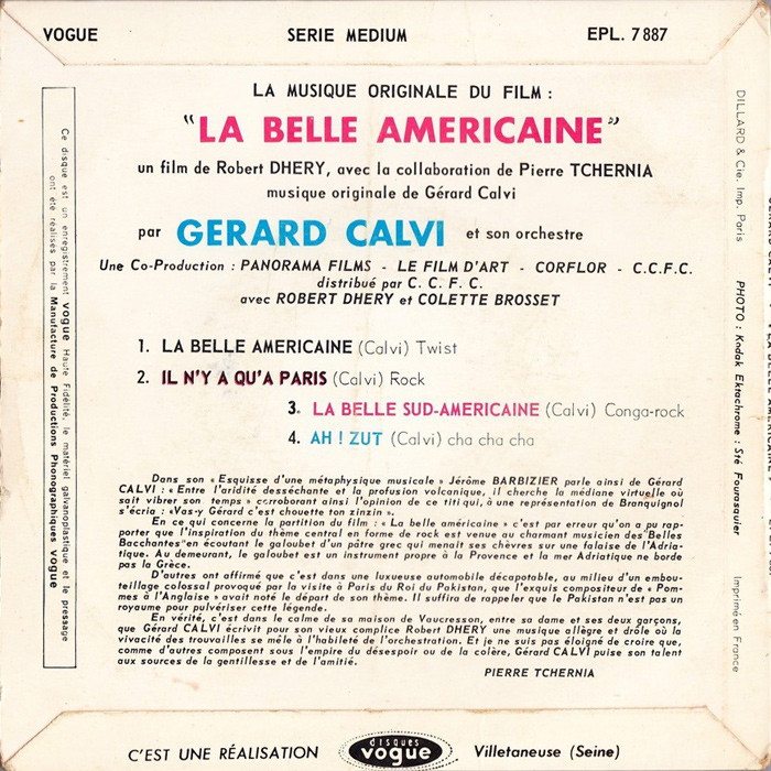 LP OST к фильму «La belle Américaine»
